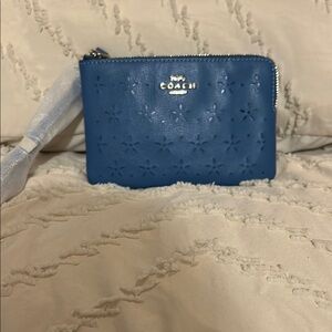Coach Blue Leather Clutch Wristlet